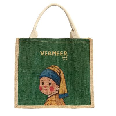 Bom preço. Bolsas de Tote de Jute Imprimidas sob medida Bolsas de Bolso de Borracha Laminada com Padrão em linha