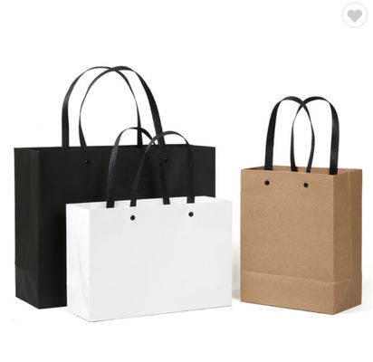 Bon prix Sacs de marchandises Kraft personnalisés Sacs de magasinage bruns Logo noir imprimé en ligne