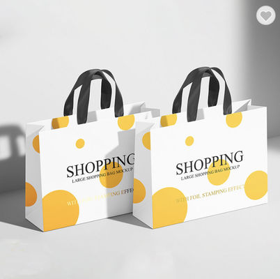 Good price Pantone White Glossy Laminated Paper Bags Thank You Goodie Bags For Business online