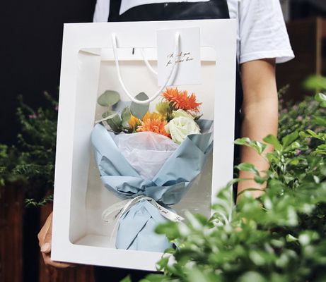 Good price Biodegradable Takeaway Paper Bag Packaging With Window For Grocery Gift 450gsm online