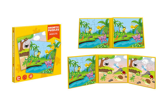 Harga yang bagus Mainan Pendidikan Magnetic Jigsaw Puzzle Buku Serangga Tema Untuk Anak Usia 3 Tahun ke Atas daring