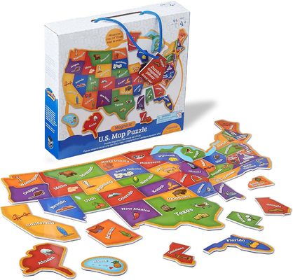 Un buon prezzo. 44 pezzi Magnetico USA Mappa Puzzle Divertente Geografia Per Bambini Età 4+ in linea